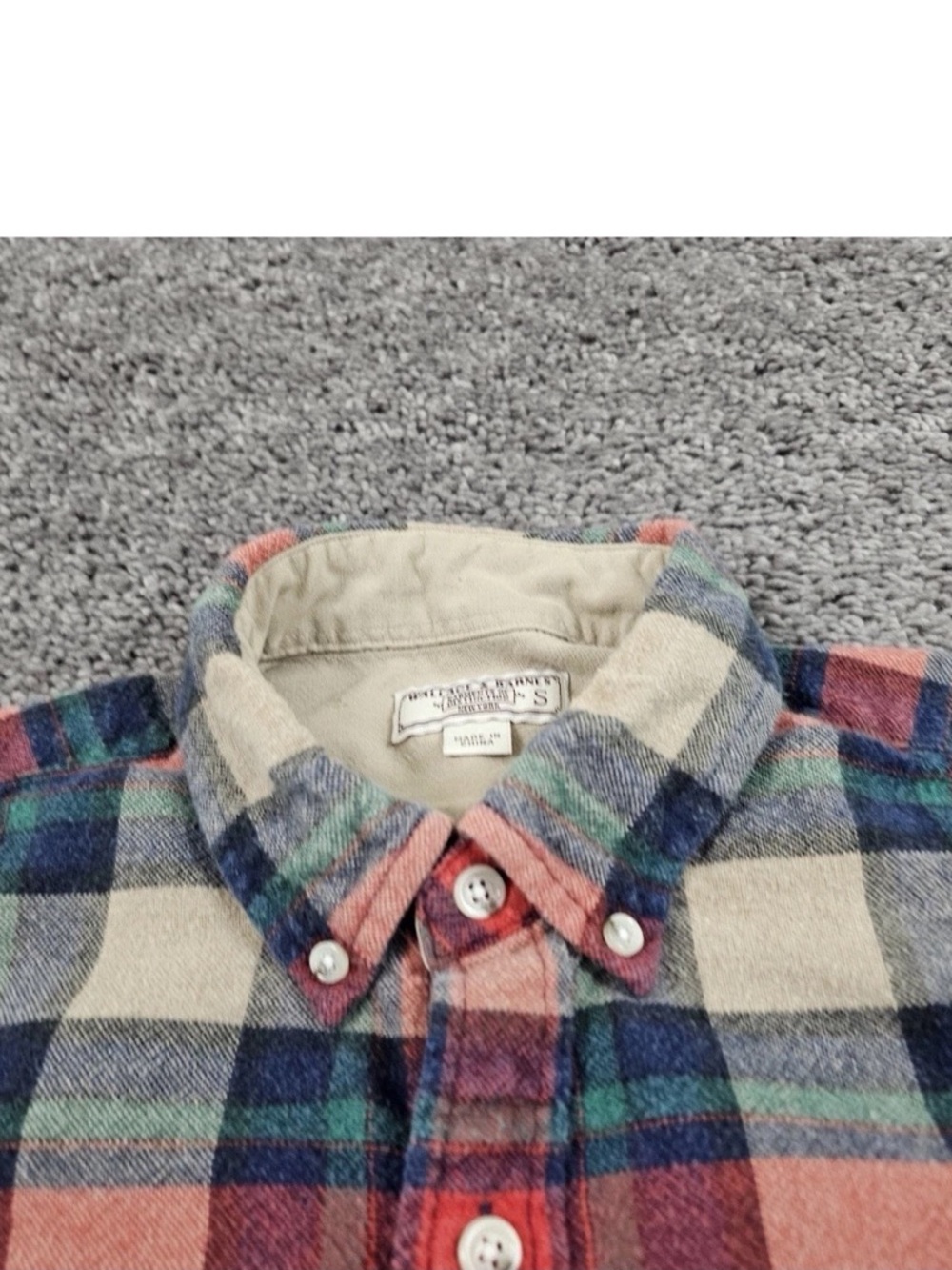 Wallace & Barnes X  J.Crew Mens Red Plaid Flannel Wool Long Sleeve Shirt Small S - Picture 5 of 12
